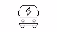 istock Electric bus, green energy. Transparent background. Line icon animation. 1443517641