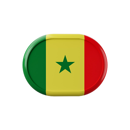 Senegalese flag 3d illustration. Senegal flag 3d illustration. Flag of Senegal. 3D Senegal flag symbol.