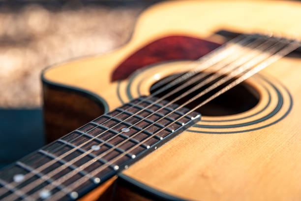 istock Close-up, classical acoustic guitar, soft focus in daylight. 1443518691