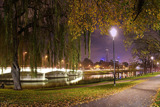 melbourne noche panorama iii - yarras edge fotografías e imágenes de stock