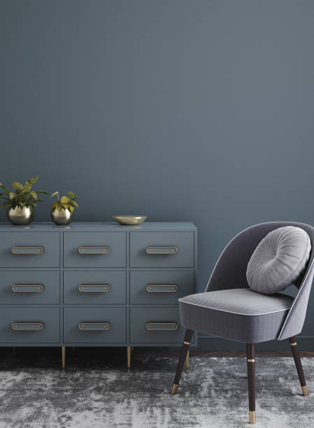 istock Living room in home interior, wall mockup 1443520189