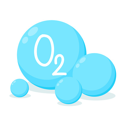 Oxygen vector icon with water drop. O2 or Oxygen on white background.