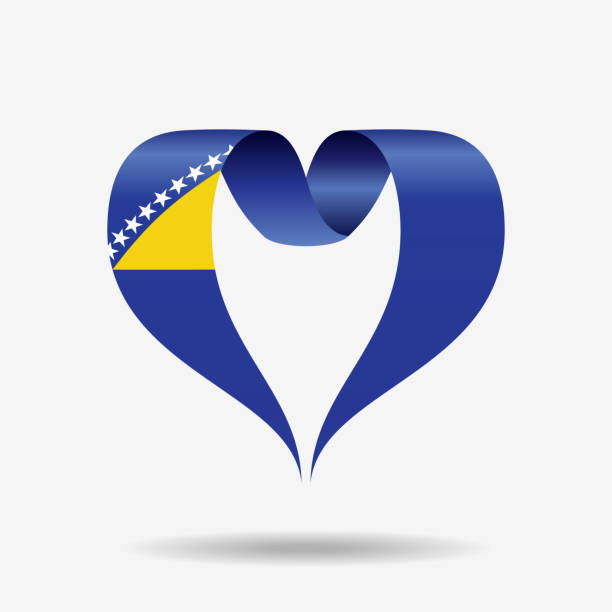ilustrações de stock, clip art, desenhos animados e ícones de bosnia herzegovinan flag heart-shaped ribbon. vector illustration. - bosnia herzegovinan