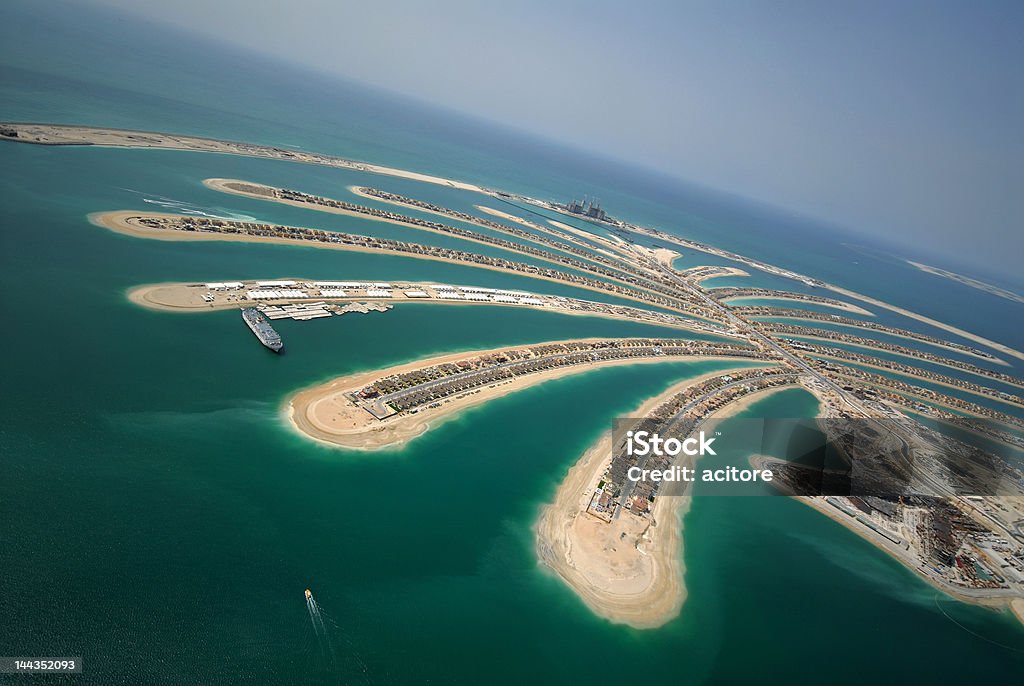 Jumeirah Palm Island In Dubai The Palm Is A Manmade Modern Wonder Of The World. Photo Taken On 13.4.2007 Aerial View Stock Photo