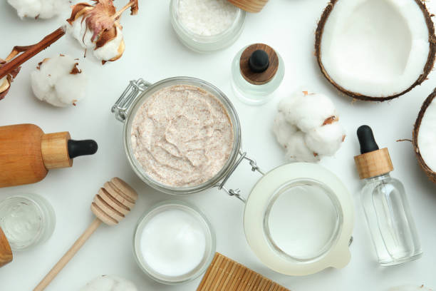 istock Skin care scrub concept on white background 1443522161