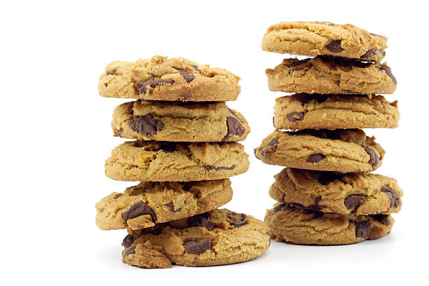 istock Two stacks of chocolate chip cookies 144352294