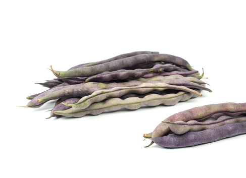 Purple Beans(Purple Haricot) Isolated on White Background