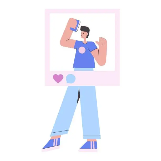 Vector illustration of Character taking a selfie