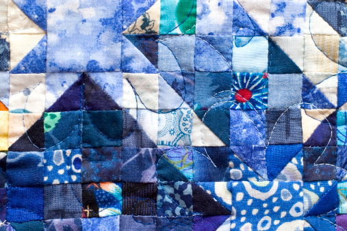 Tiny blue quilt squares, miniature colorwash quilt
