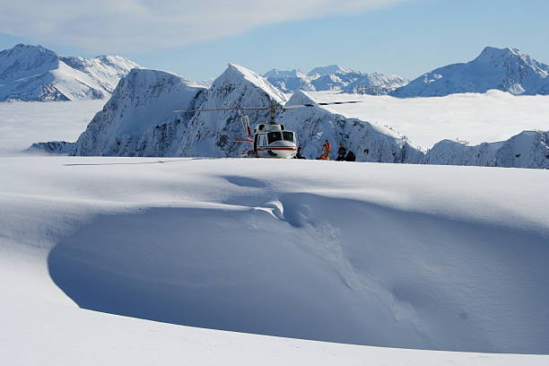heli skiing - heliskiing bildbanksfoton och bilder