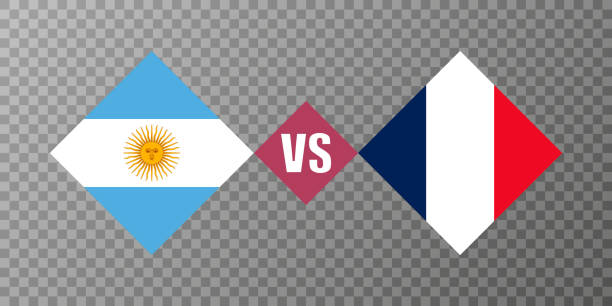 argentinien vs frankreich flaggenkonzept. vektordarstellung. - argentina qatar stock-grafiken, -clipart, -cartoons und -symbole