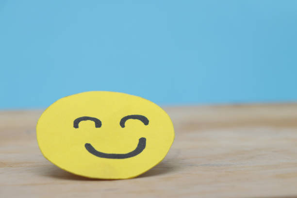 istock Happy smile face for customer review, good experience, positive feedback, satisfaction, survey, evaluation, assessment, mood, world mental health day concept 1443529957