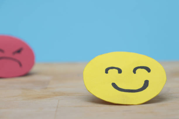 istock Happy smile face for customer review, good experience, positive feedback, satisfaction, survey, evaluation, assessment, mood, world mental health day concept 1443529964