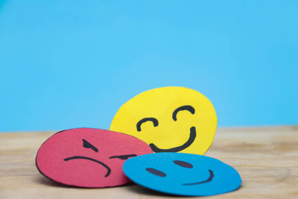 istock Happy smile face for customer review, good experience, positive feedback, satisfaction, survey, evaluation, assessment, mood, world mental health day concept 1443529973