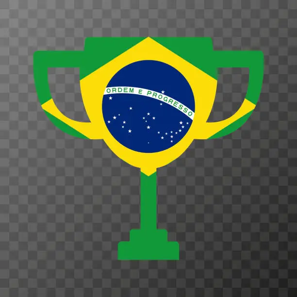 Vector illustration of Cup of the winner of the competition in the color of Brazil. Vector illustration.