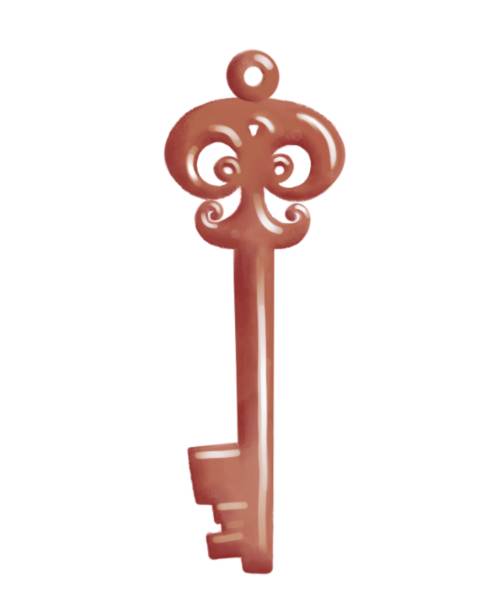 istock Isolated illustration of an old vintage ornate copper key. 1443533203