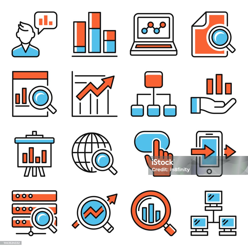 Analye Symbol Datenanalysesymbole Auf Weißem Hintergrund Festgelegt Vektor Stock ...