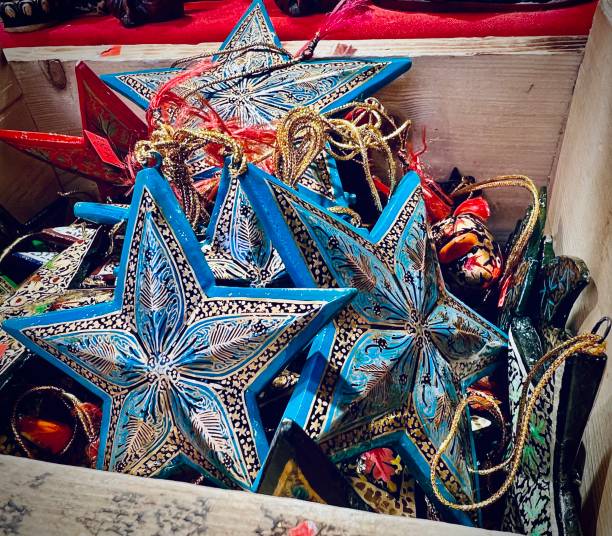 Hanukkah Stars and Holiday Ornaments The melange of an assortment of multicolored holiday decorations hanukkah shopping stock pictures, royalty-free photos & images