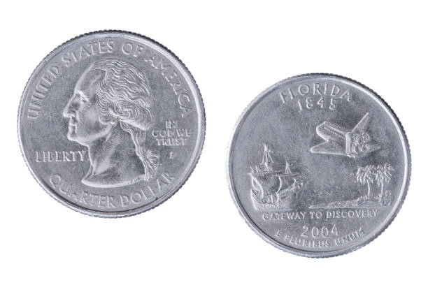 istock Florida 2004P State Commemorative Quarter isolated on a white background 1443534711