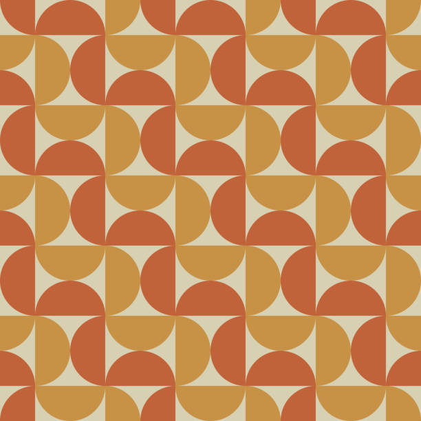 70s seamless pattern. Retro geometric seamless background in seventies style. Groovy scrapbook paper. Yellow, orange, beige colors vector pattern 70s seamless pattern. Retro geometric seamless background in seventies style. Groovy scrapbook paper. Yellow, orange, beige vintage colors vector pattern 1970 retro styled imagery stock illustrations