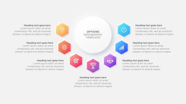 7 단계 옵션 서클 비즈니스 인포 그래픽 현대 디자인 템플릿 - 7 stock illustrations