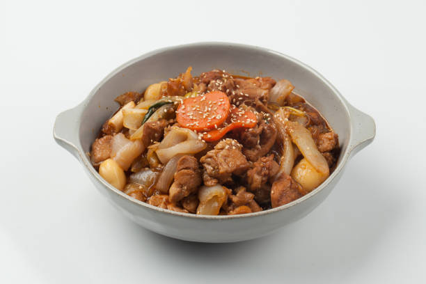 Chicken, chicken, meal, cooking, food, jjimdak, vegetables, Korea stock photo