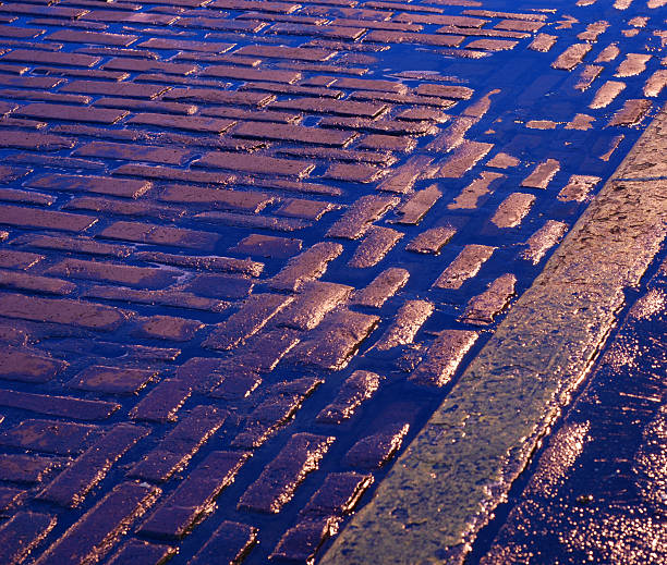 Wet Cobblestones stock photo