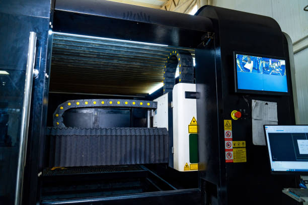 istock Modern metal factory equipment. Automated engineering process. 1443542312