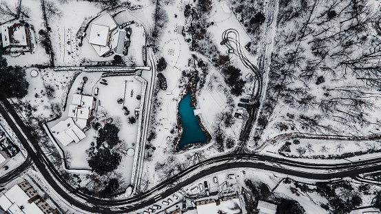 Limonest - France, under the snow, drone shot on Mavic Air 2