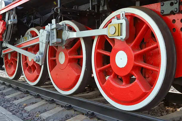 Old steam locomotive wheels, Moscow miseum of railway 