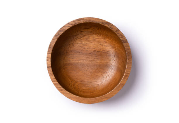 istock Wooden bowl isolated on white 1443547369
