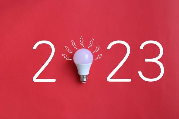 istock Happy New year 2023 Ideas with light bulb. 1443548029