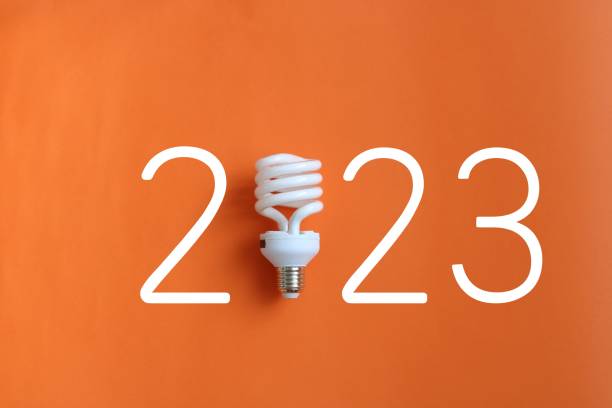 istock Happy New year 2023 Ideas with light bulb. 1443548034