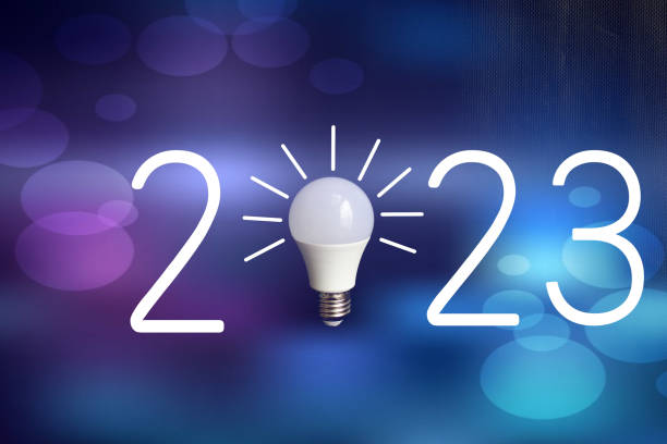 istock Happy New year 2023 Ideas with light bulb. 1443548083