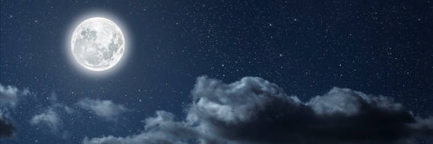 istock Backgrounds night sky with stars moon and clouds for Christmas 1443549857