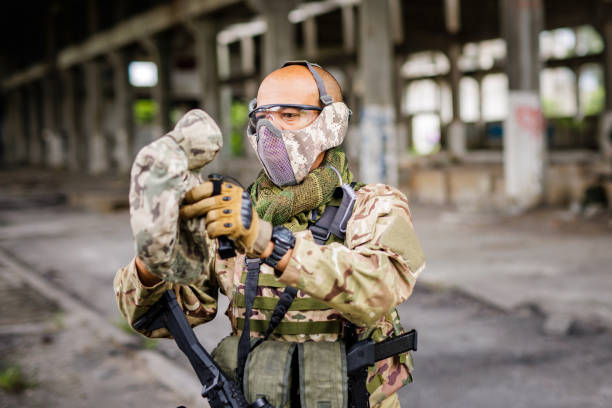 African soldrier prepares for battle
