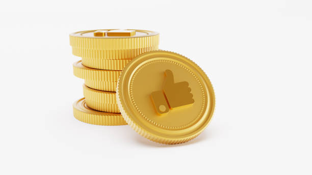 istock Golden like coin isolated on white background, like stack coins 1443551489