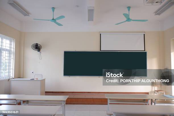 Classroom Of The School Without Student And Teacher Empty Class Room In The School Stock Photo - Download Image Now