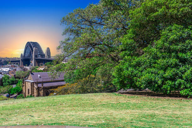 istock Sydney Harbour viewed from Observatory Park and overlooking Sydney Rocks area and North Sydney with colourful skies NSW Australia 1443552502