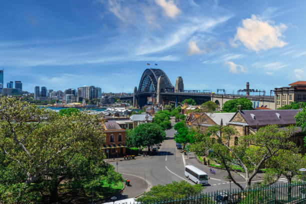 istock Sydney Harbour viewed from Observatory Park and overlooking Sydney Rocks area and North Sydney with colourful skies NSW Australia 1443552701