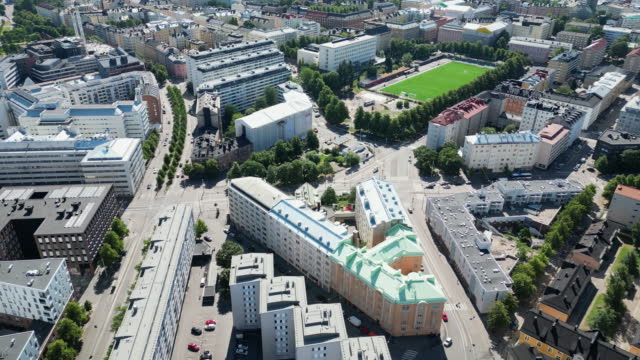 Drone shots of Harju neighbourhood in Helsinki