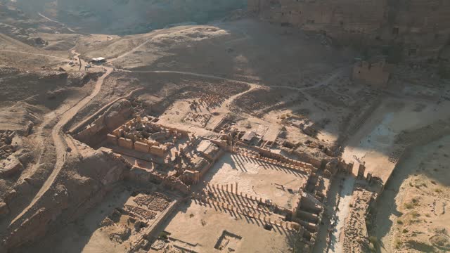 Aerial view of The Great Temple in Petra, Jordan