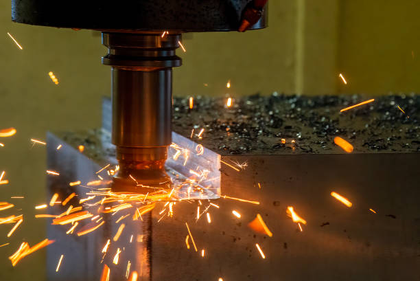 istock The bad cutting condition of CNC milling machine. 1443554898