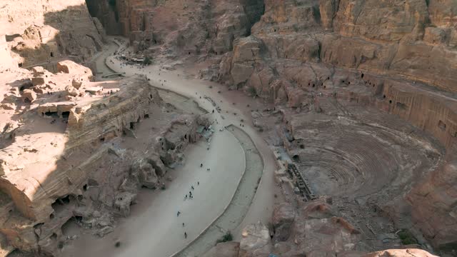 Aerial view of Petra Theater in Jordan, a first century AD Nabataean theatre