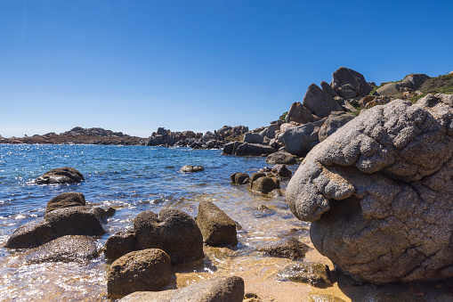 rocky landscape on the Iles Lavezzi off the coast of Corsica; Iles Lavezzi France