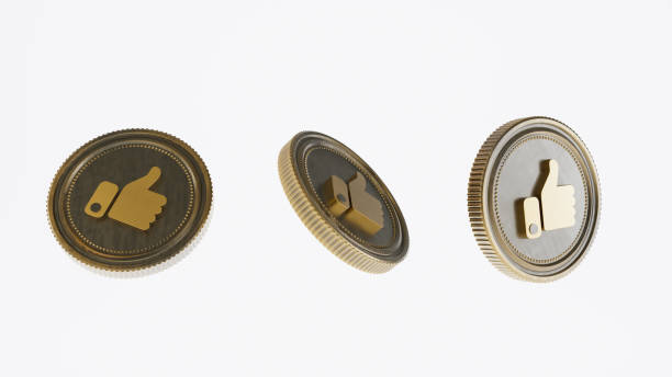 istock Golden like coins isolated on white background, like  coins 1443559968