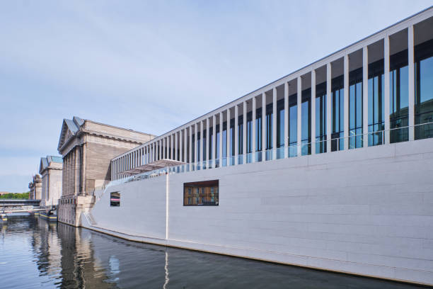 Berlin, Germany - Sept 2022: The modern entrance building of James Simon Gallery, Berlin Museum Island Visitor Center designed by Chipperfield