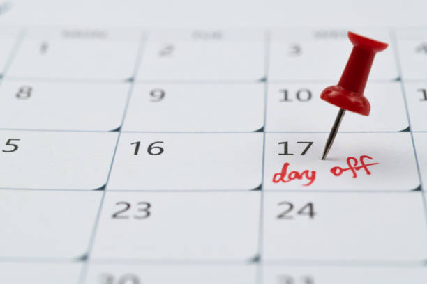 istock Calendar with marked day off 1443561937
