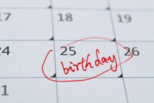 istock Calendar with marked birthday date 1443561983
