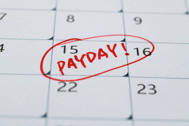 istock Calendar with red marked payday 1443561985